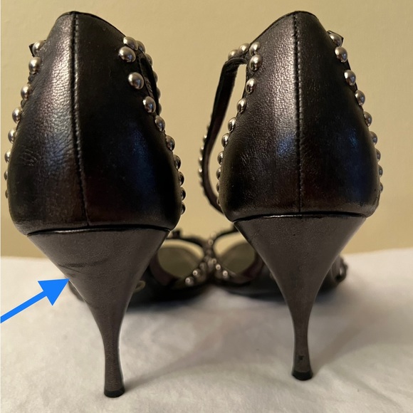 Prada Studded Ankle Strap Heels, Black, Size 39-1/2 (9-1/2 US,) GUC - Picture 3 of 15